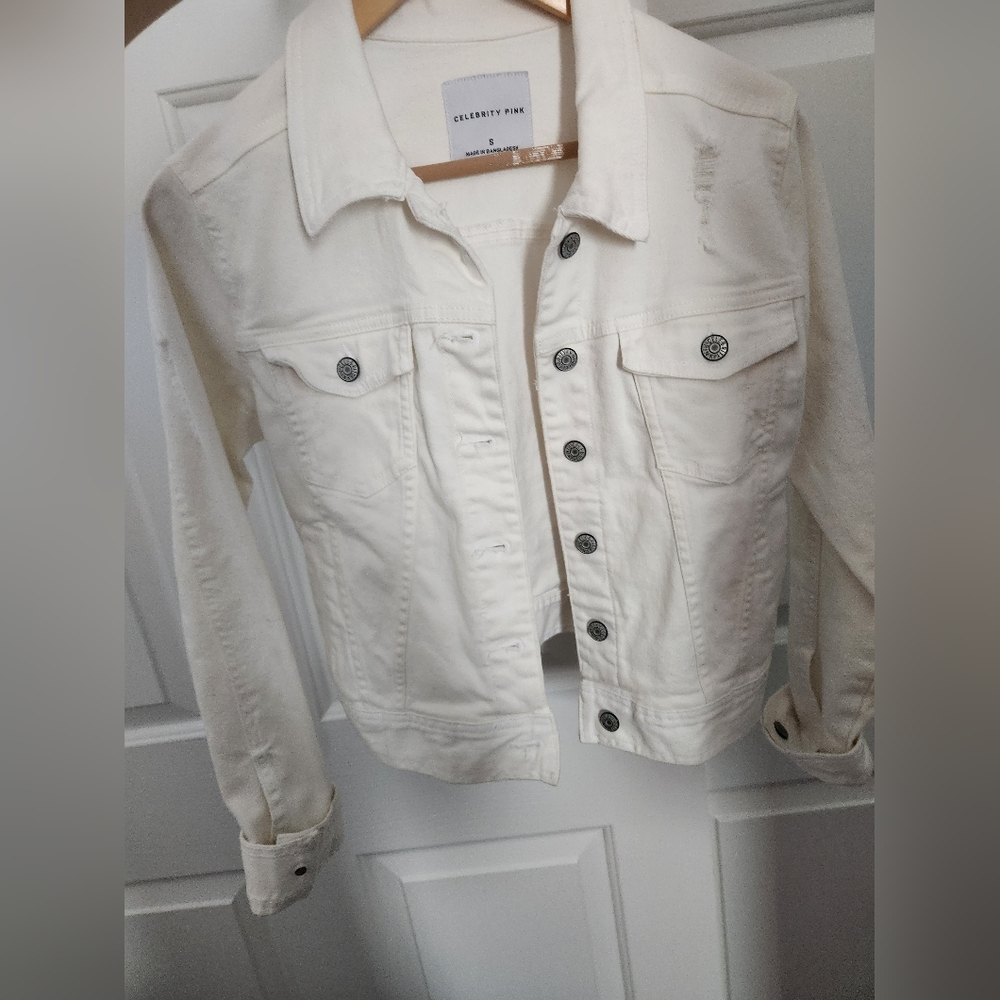 Celebrity Pink white denim jacket size Small